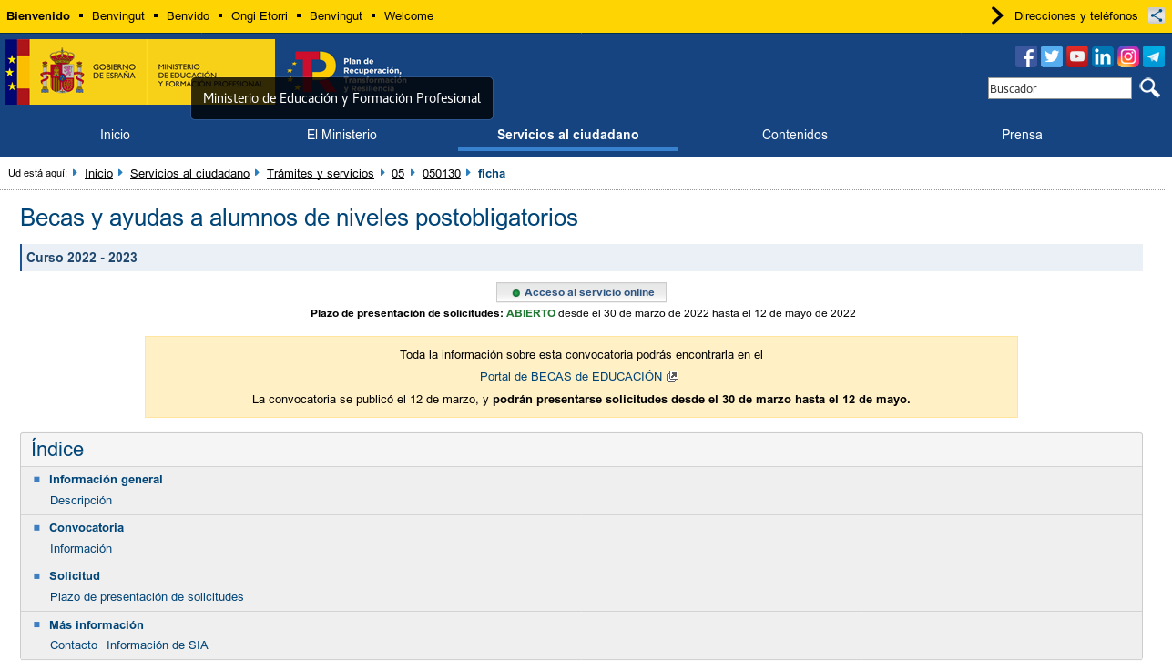 Becas MEC 2022
